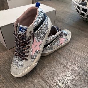 Golden goose glitter mid star size 37. Worn once, comes with box.